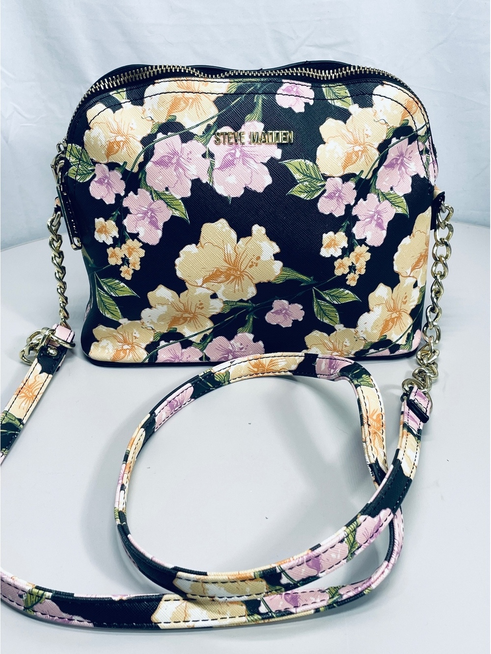 Steve Madden Floral Crossbody Bag with Floral and Gold Chain Strap